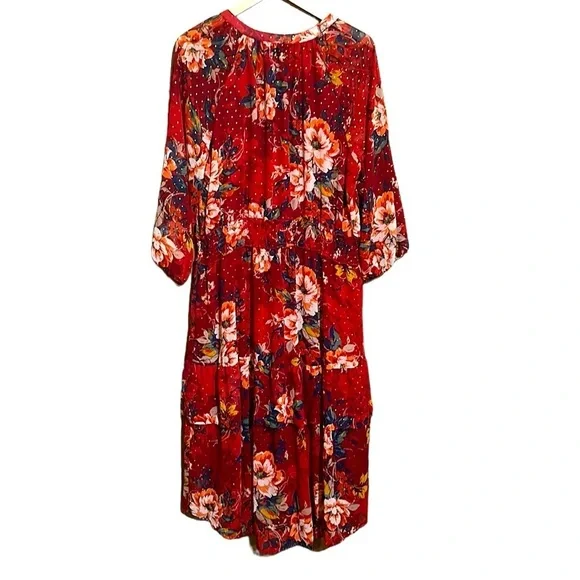 FIGUEROA & FLOWER Floral Print Red Midi Dress Size 2X NWT - Picture 6 of 16